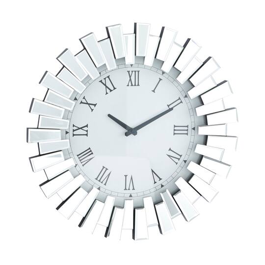 Silver MDF Glam Wall Clock, 20" x 3" x 20"